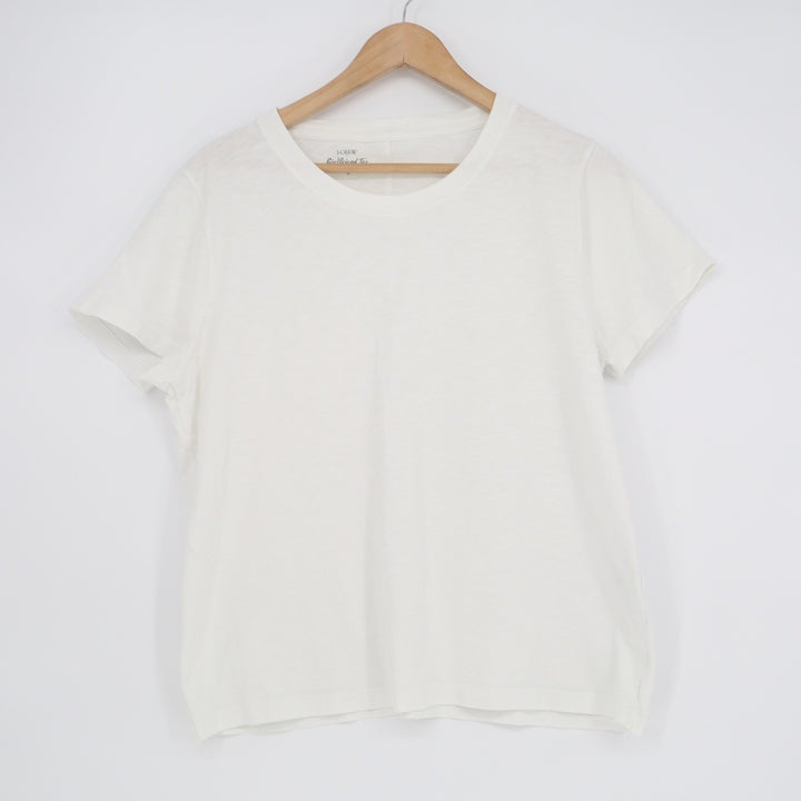 J.Crew Girlfriend Tee White Cotton Short Sleeve Crewneck T-Shirt Large