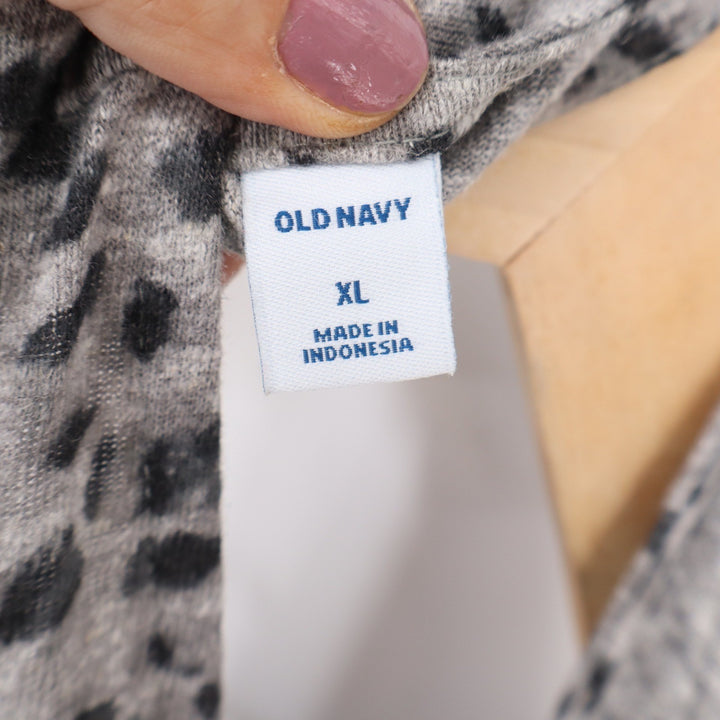 Old Navy Womens XL Grey Leopard Print Linen Blend Halter Maxi Dress