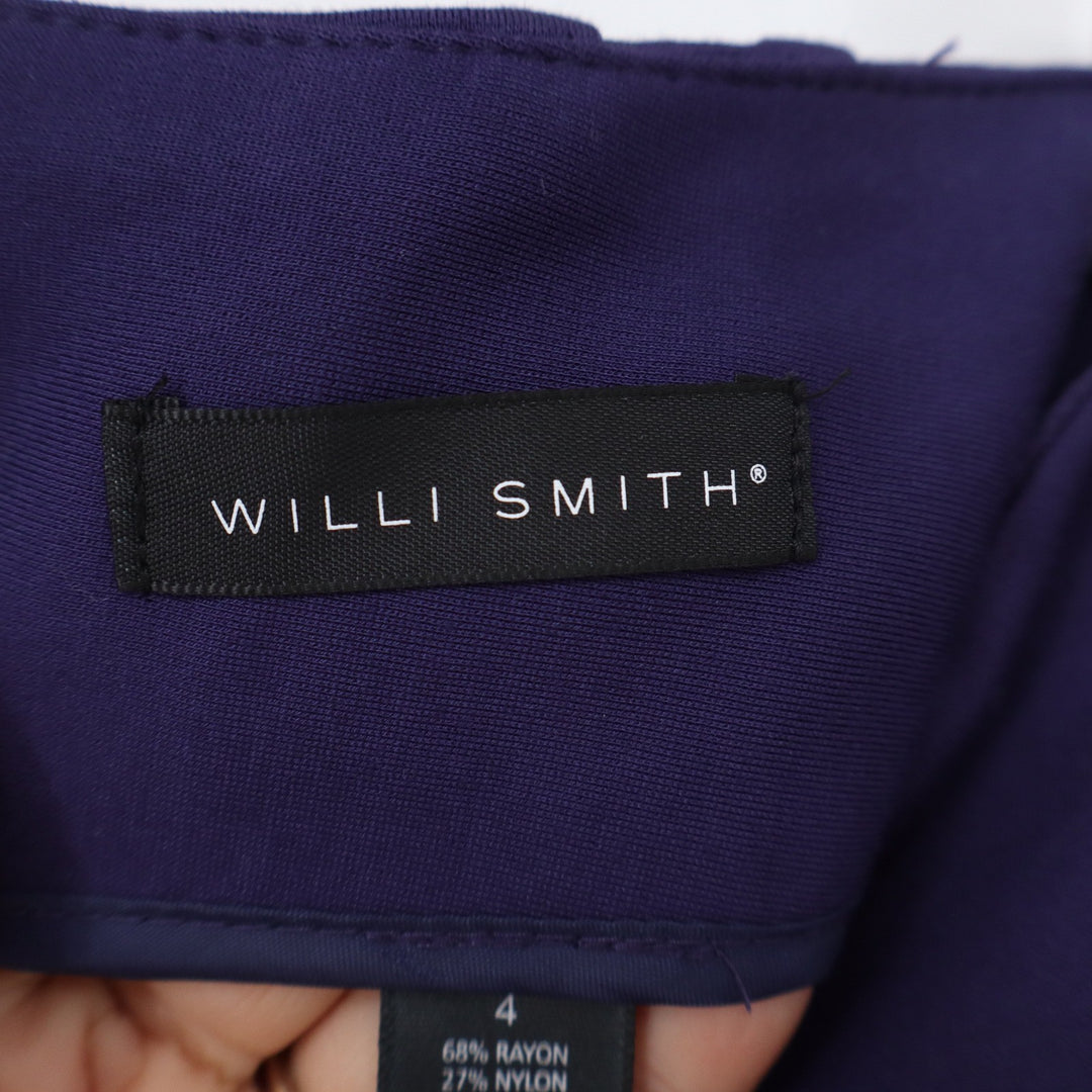 Willi Smith Pencil Skirt Womens 4 Midnight Blue Stretch Back Zip Excellent