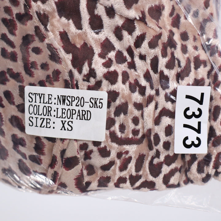 Naked Wardrobe Leopard Print Burnout Velvet Mini Skirt XS Brown Tan