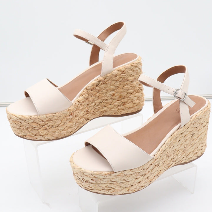Universal Thread Cream Woven Espadrille Platform Wedge Sandals 9.5