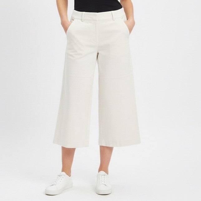 Chicos 12R Beige Wide Leg Cropped Pants Linen Blend Casual Office