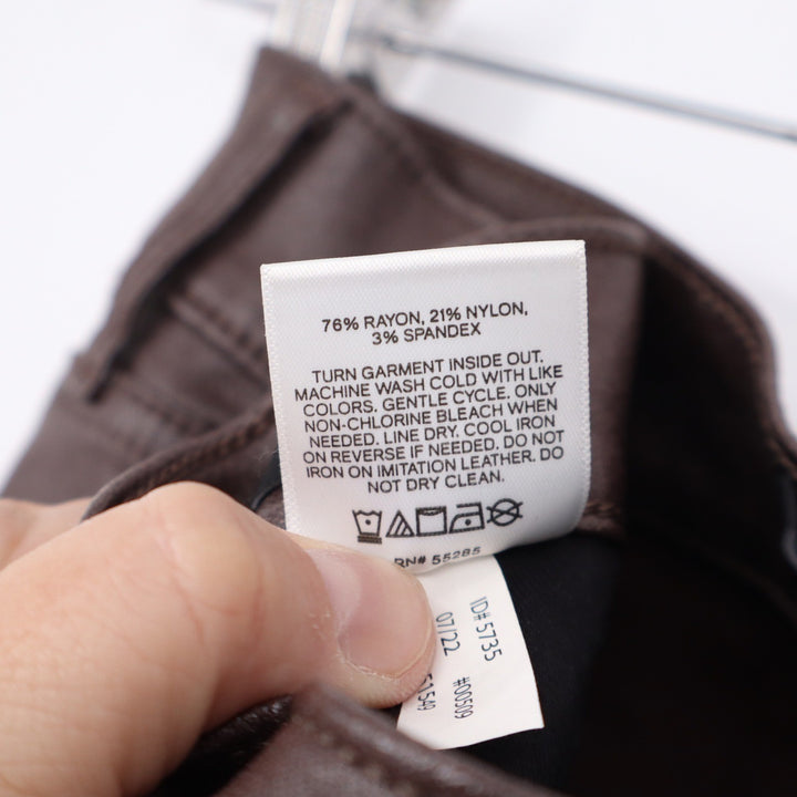 Express Skyscraper Mid Rise Brown Coated Split Hem Pants Womens 12R KLC4224