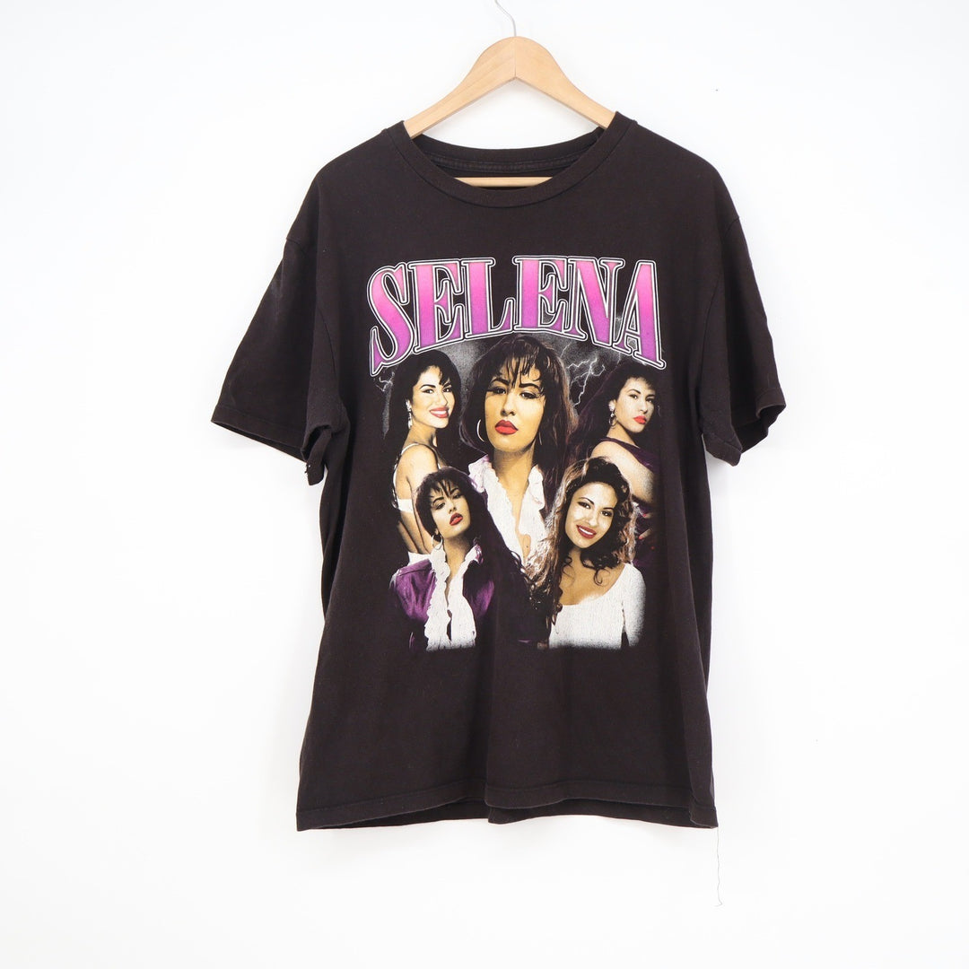 Selena Quintanilla Graphic T-Shirt Black Short Sleeve Music Tee Mens L XL