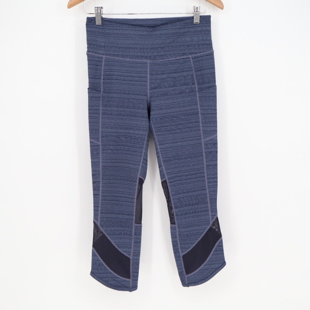Athleta Navy Blue Textured Capris with Mesh Insets Size Medium