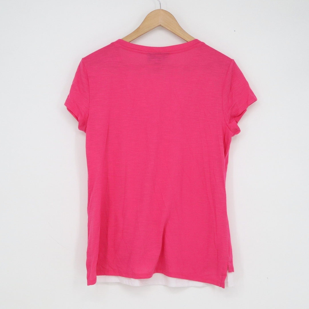 Style & Co Womens Hot Pink Faux Layered V-Neck Pocket T-Shirt Size M