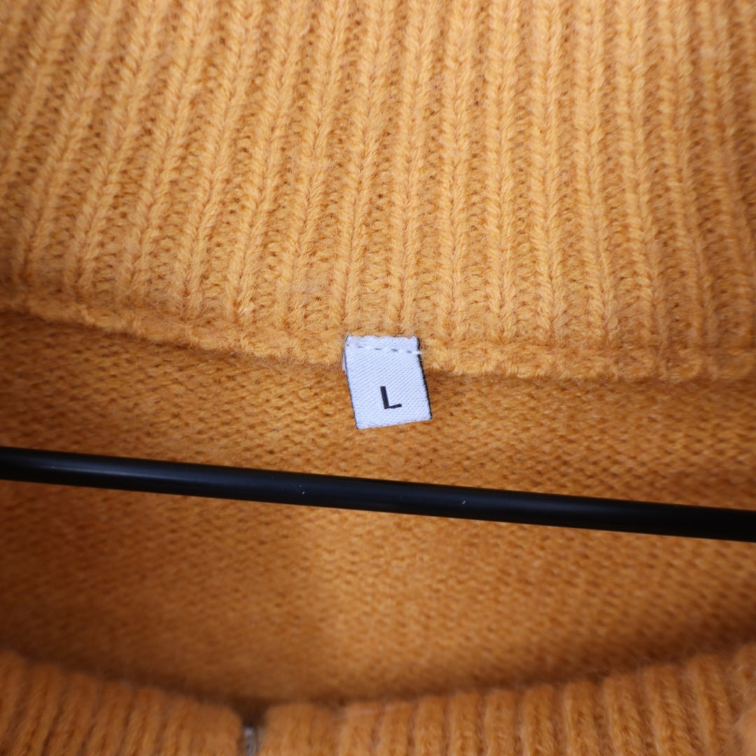 Track Jacket Womens Large Yellow Knit Ribbed Full Zip Mock Neck Raglan Sleeve