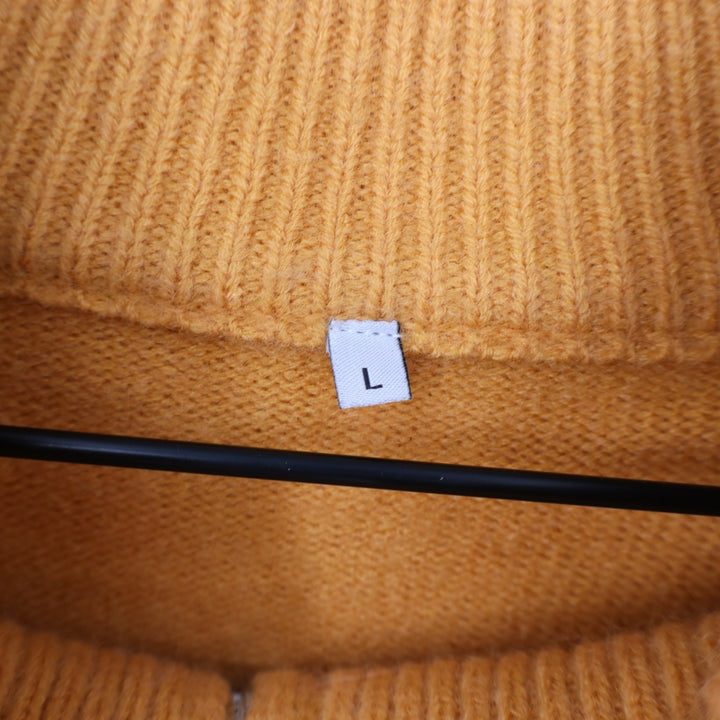 Track Jacket Womens Large Yellow Knit Ribbed Full Zip Mock Neck Raglan Sleeve