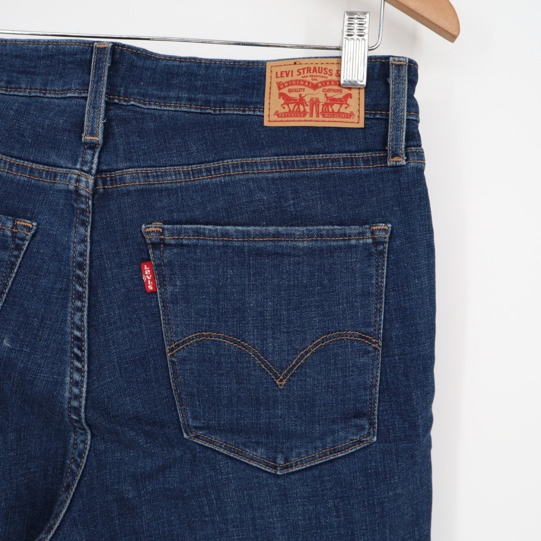 Levi Strauss 721 High Rise Skinny Jeans Dark Wash Distressed Size 31
