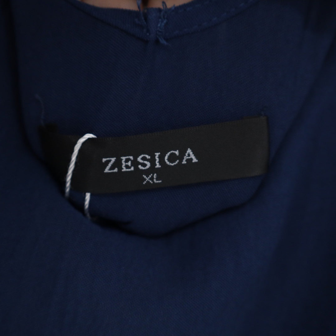 ZESICA Navy Blue V-Neck Flutter Sleeve Elastic Waist Jumpsuit XL