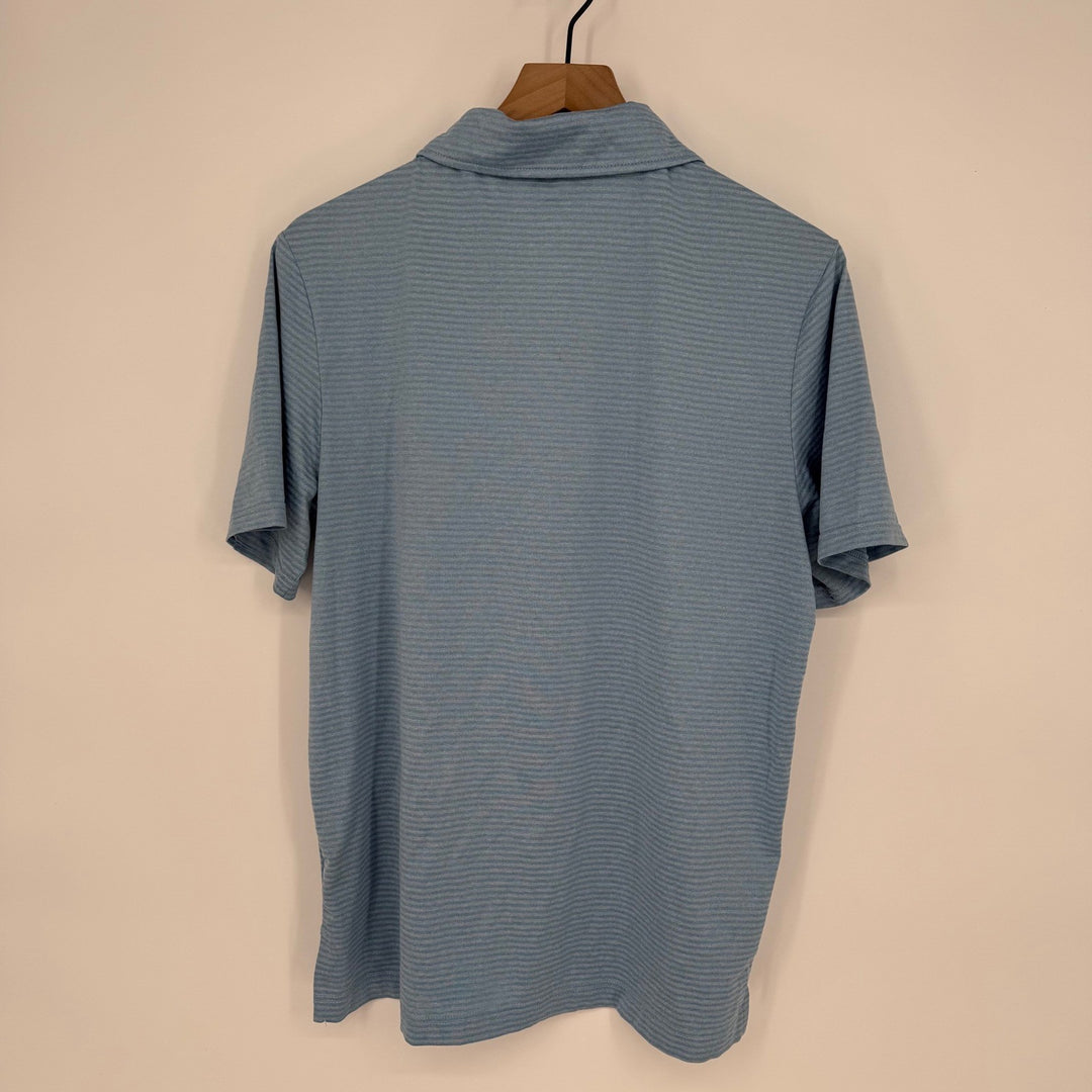 32 Degrees Cool Mens Blue Striped Short Sleeve Polo Shirt Size M