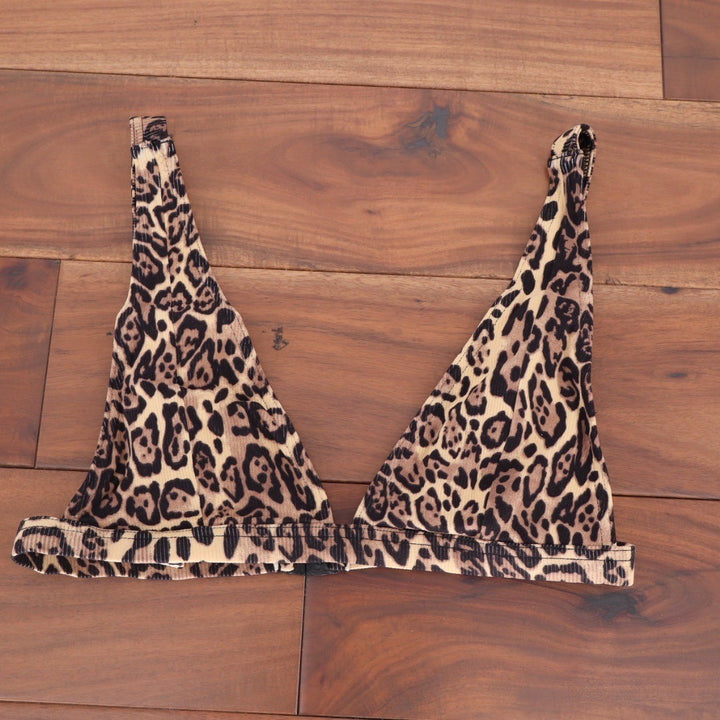 ASOS Design Leopard Print Deep Triangle Bikini Top Swimwear Size UK 10 US 6