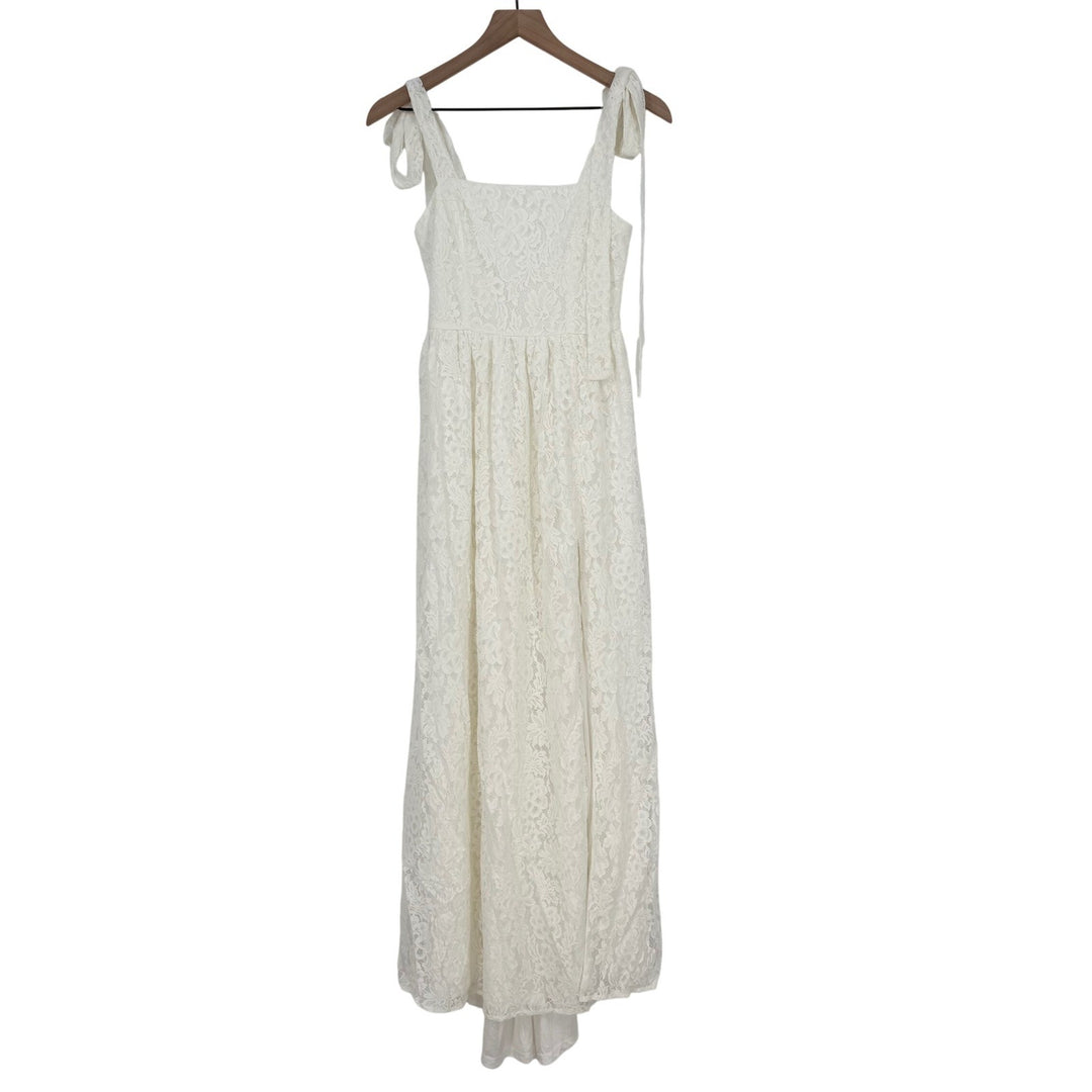 Lulus Radiant Romance White Lace Tie-Strap Maxi Dress Size XS