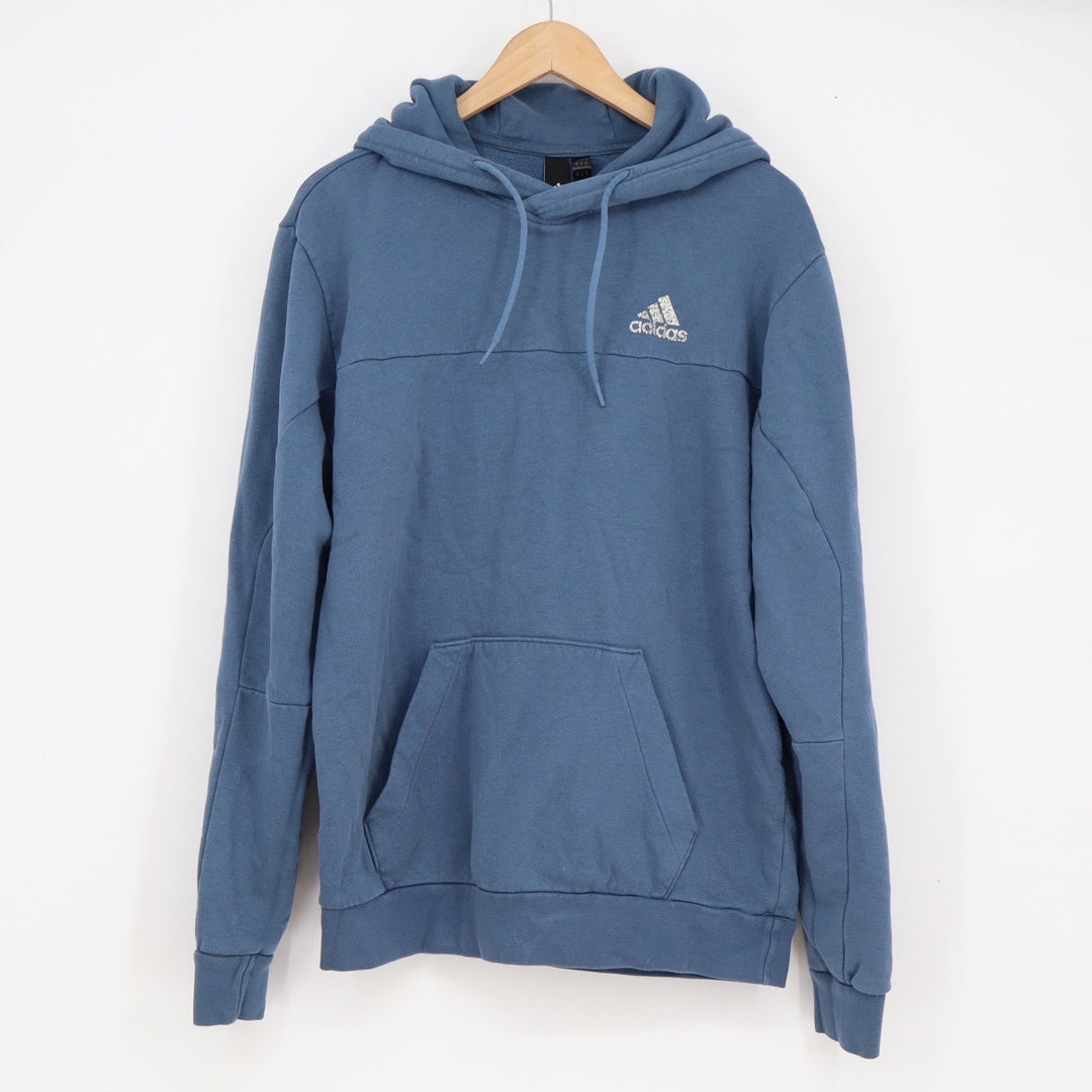 Adidas Mens Pullover Hoodie Dusty Blue Speckled Logo Sweatshirt Medium
