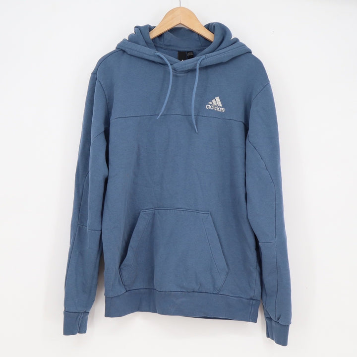Adidas Mens Pullover Hoodie Dusty Blue Speckled Logo Sweatshirt Medium