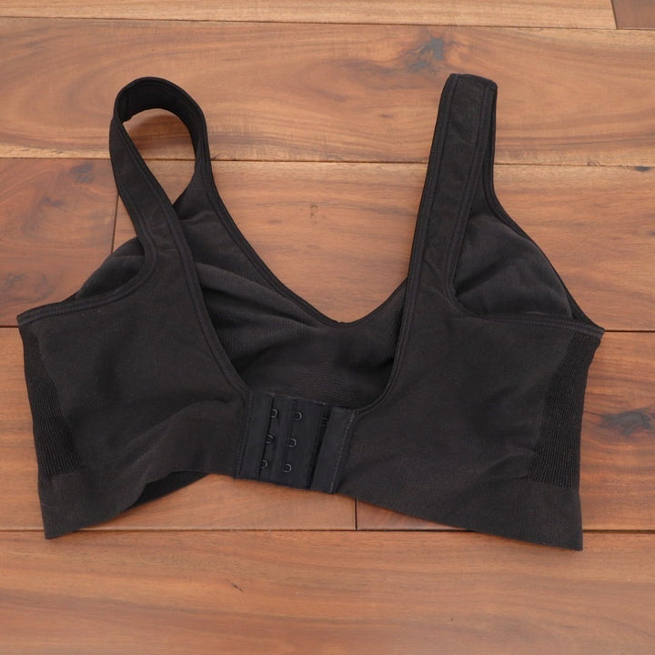 T-Shirt Bra Womens Large Black Nylon Stretch Wireless Comfort Full Coverage