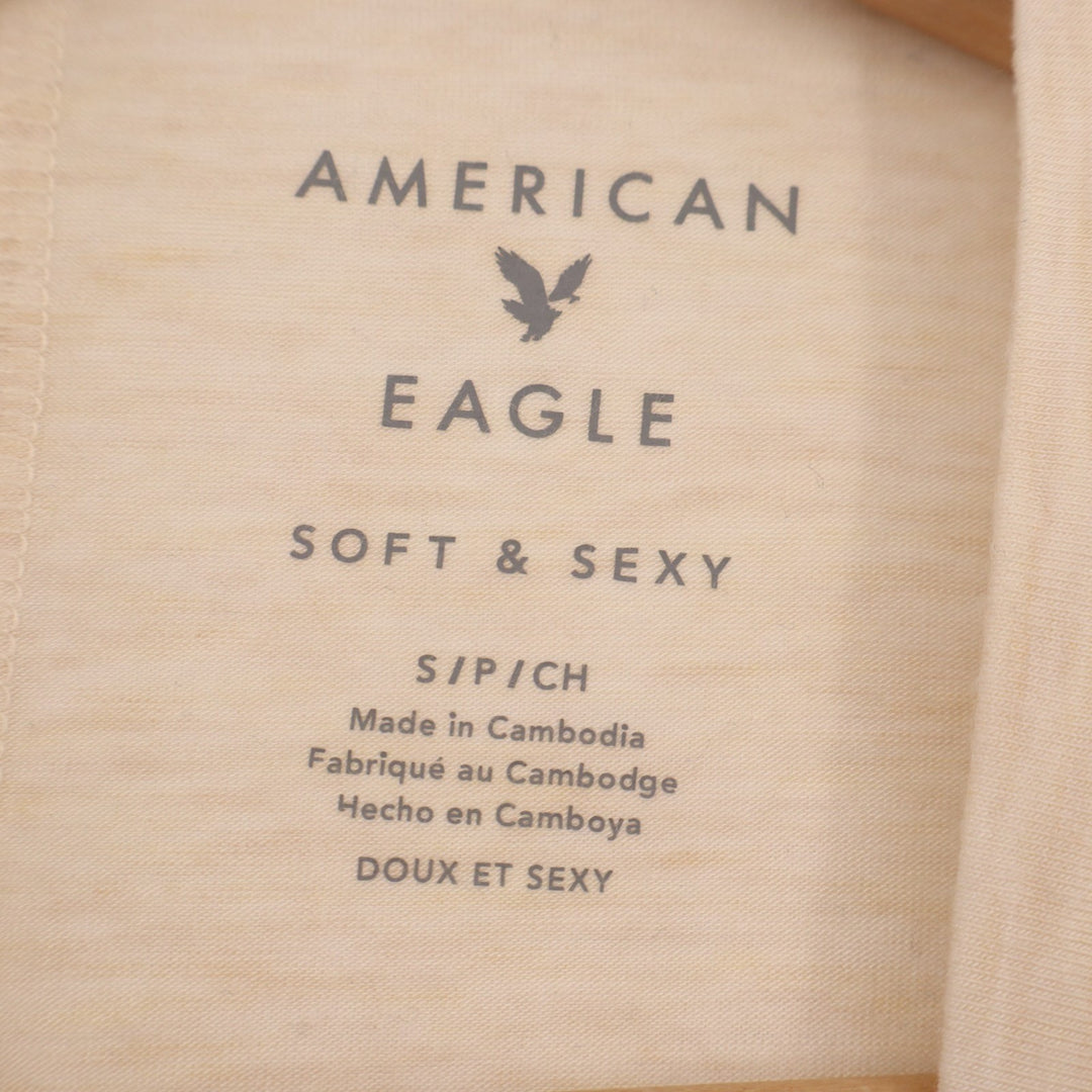 American Eagle Outfitters Soft & Sexy V Neck Tee Shirt Women Small Beige Stretch