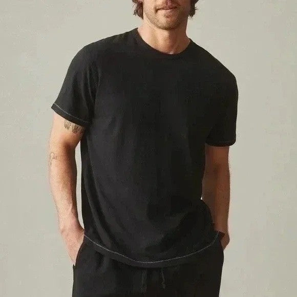 AMERICAN GIANT Mens Black Cotton Hemp T Shirt Size L Made in USA Crew Neck