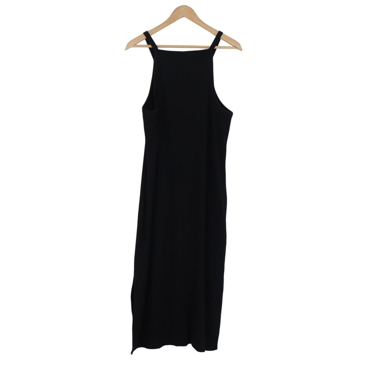 Old Navy Womens XXL Black Ribbed High Neck Sleeveless Midi Bodycon Dress Slits