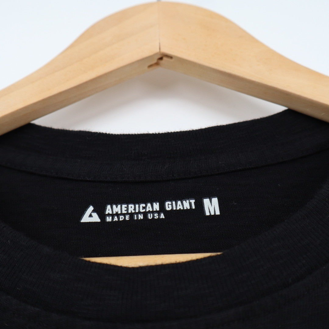 American Giant Mens Black Crew Neck T Shirt Made in USA Size Medium