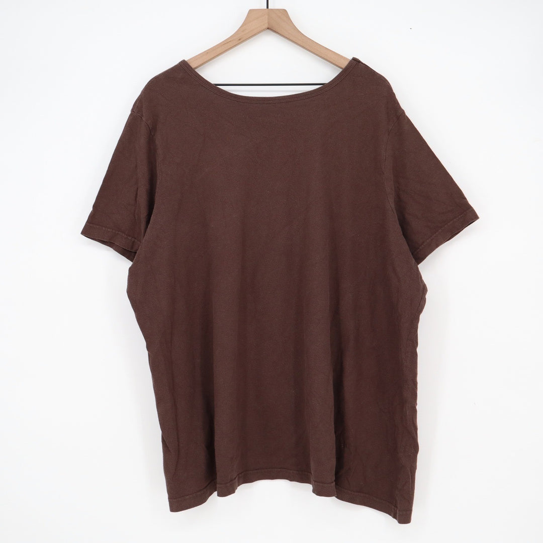 Woman Within Brown Cotton Short Sleeve T-Shirt Plus Size 2X Casual Basic Tee
