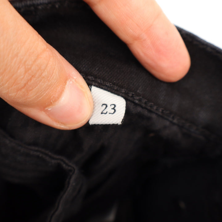 7 For All Mankind Black High Rise Flare Jeans Raw Hem Size 23