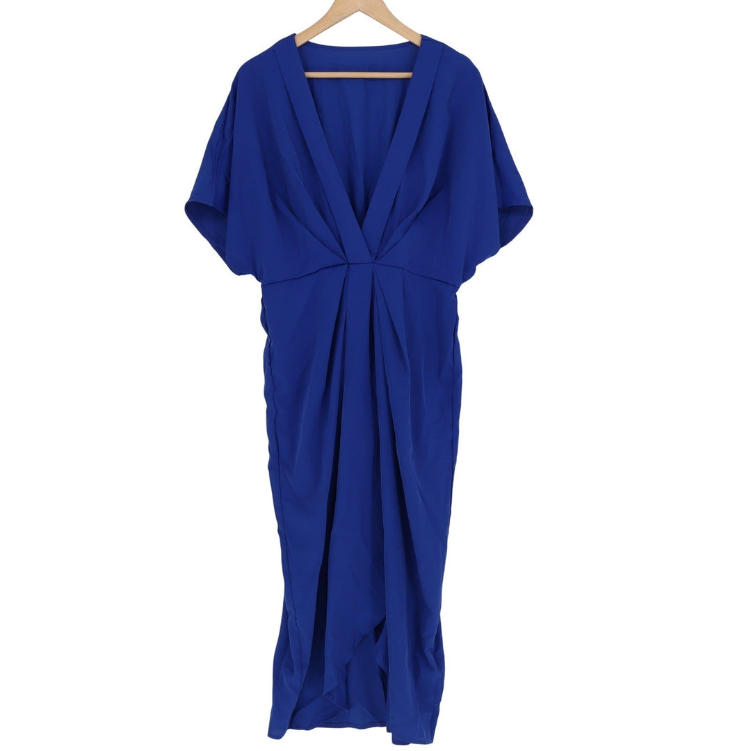 Emery Rose Royal Blue V-Neck Dolman Sleeve Draped Maxi Dress Size L