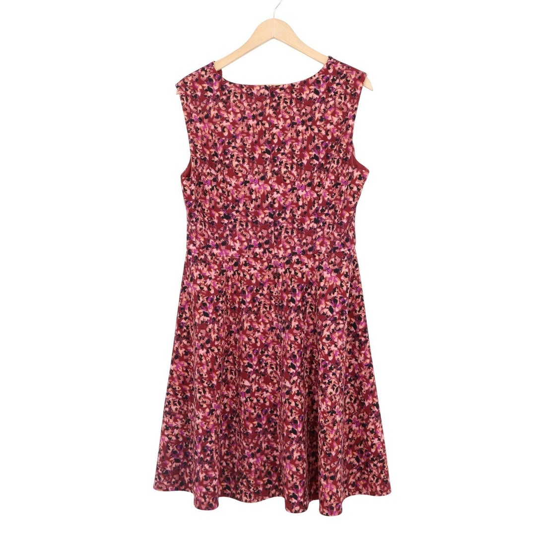 Wisp Petites Cleo Textured Knit Dress Burgundy Abstract Floral 14P NEW