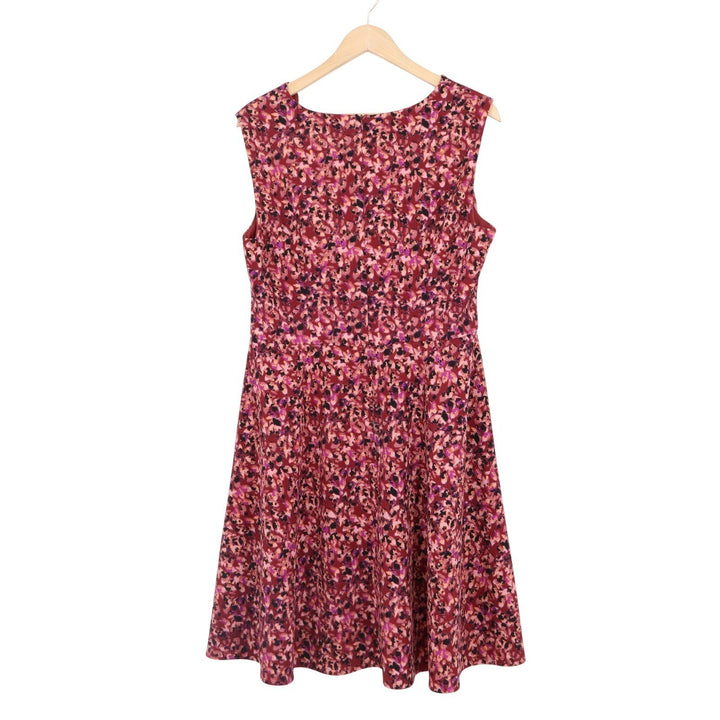 Wisp Petites Cleo Textured Knit Dress Burgundy Abstract Floral 14P NEW