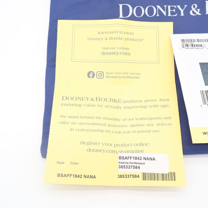 Dooney & Bourke Small Zip Pod Backpack Natural Saffiano Leather