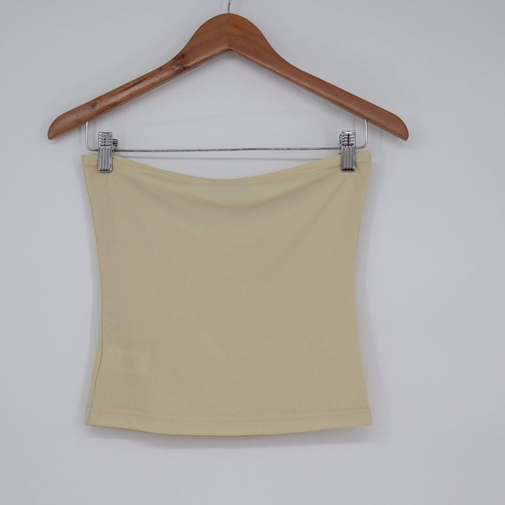 Crescent Pale Yellow Strapless Tube Top Bandeau Womens Size M
