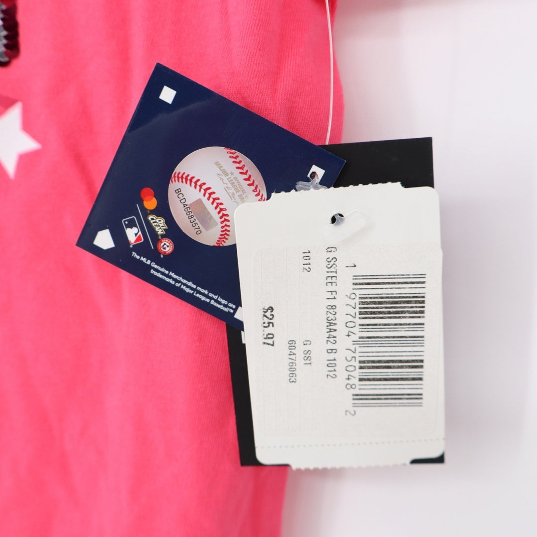 New Era Boston Red Sox Girls Pink Sequin V-Neck T-Shirt Size 10/12 MLB