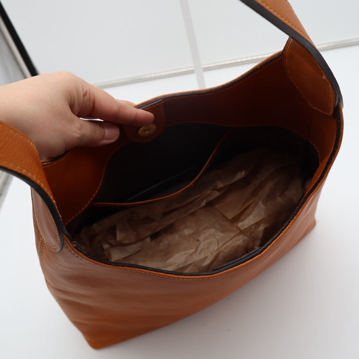Womens Handbag Brown Leather Inner Pocket Single Strap Shoulder Bag