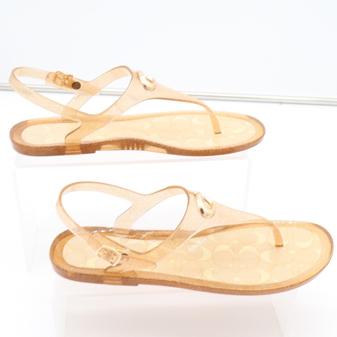 Coach Natalee Jelly Sandal Gold Glitter Monogram Womens 8