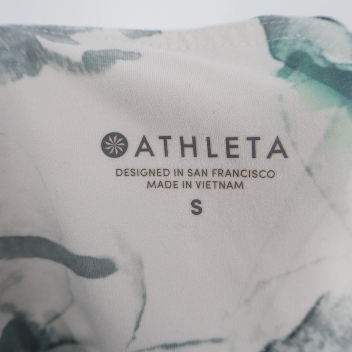 Athleta Mudra Crop Leggings Womens Small White Multi Floral Stretch Yoga Workout