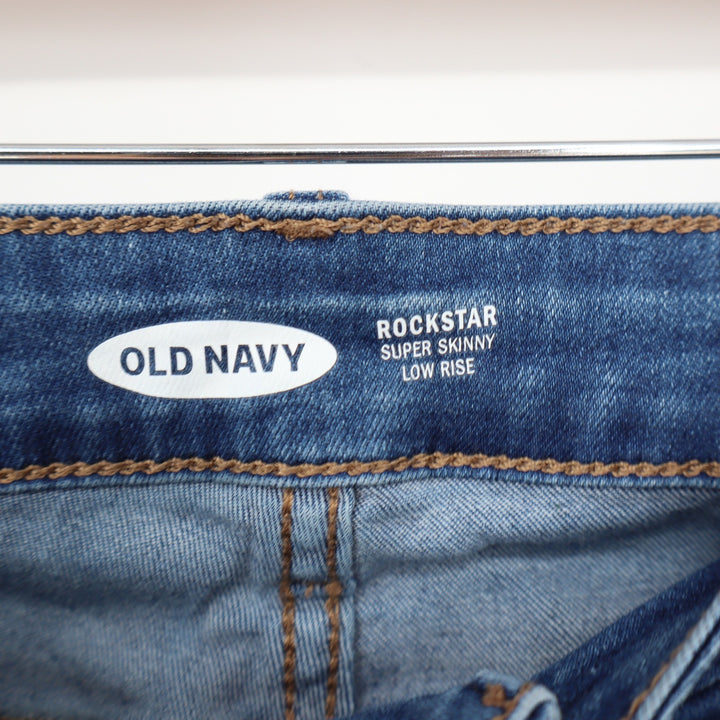 Old Navy Rockstar Super Skinny Low Rise Jeans Blue Medium Wash 8 Long