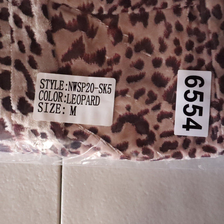 Naked Wardrobe Leopard Print Ruched Mini Skirt with Sash Brown M