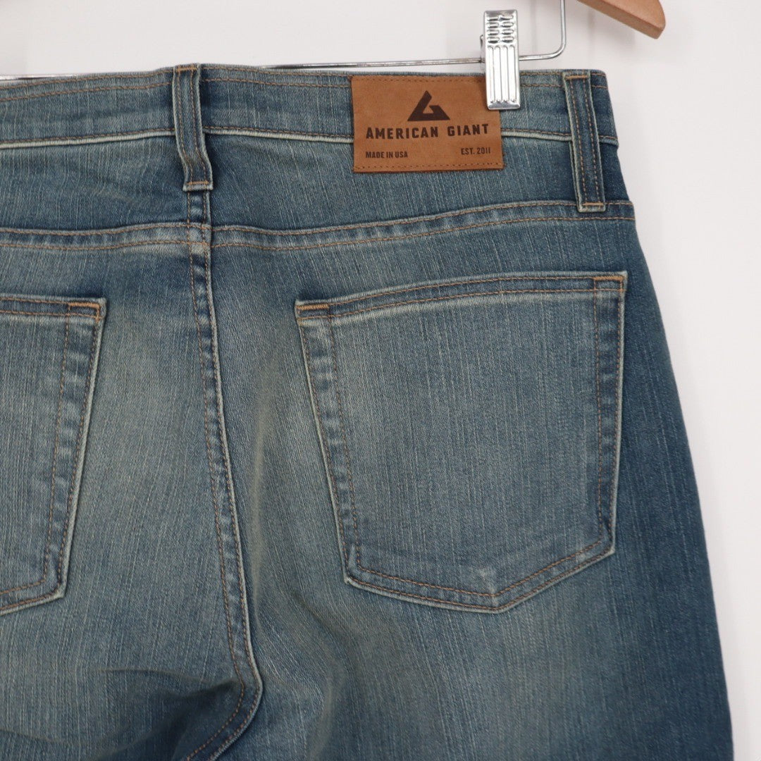 American Giant Mens Straight Leg Jeans Blue Wash Size 32X30 Made USA