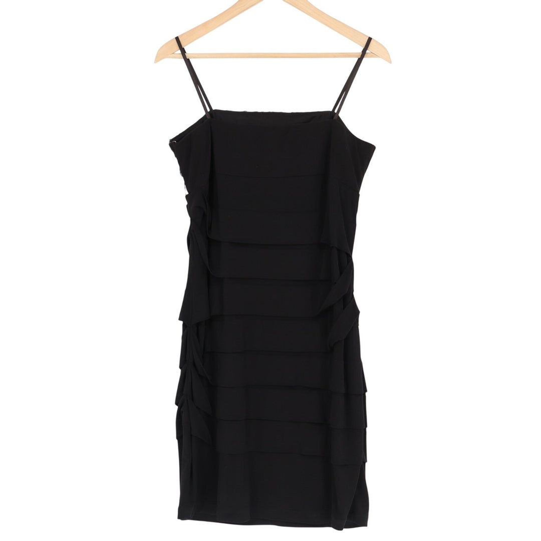 City Studio Tiered Cocktail Dress Womens XL Black Zebra Sequin Spaghetti Straps