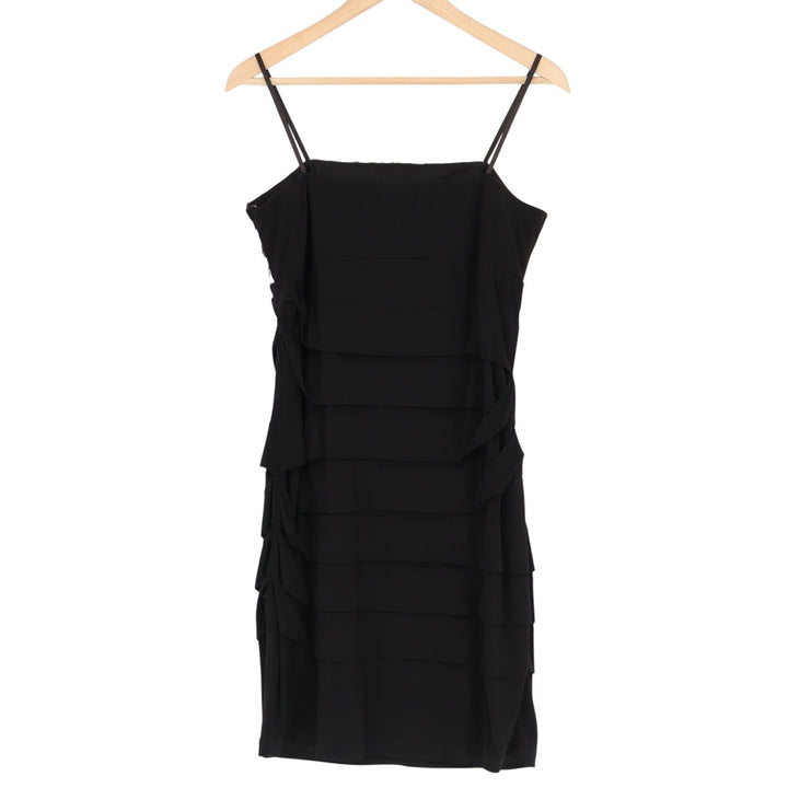 City Studio Tiered Cocktail Dress Womens XL Black Zebra Sequin Spaghetti Straps