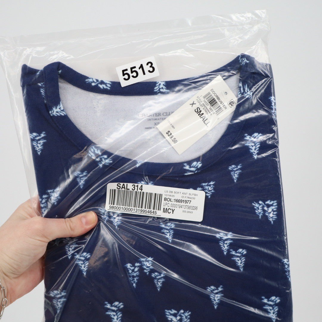 Charter Club Intimates Sleep Shirt XS Navy Blue Pine Tree Forest Stroll NWT