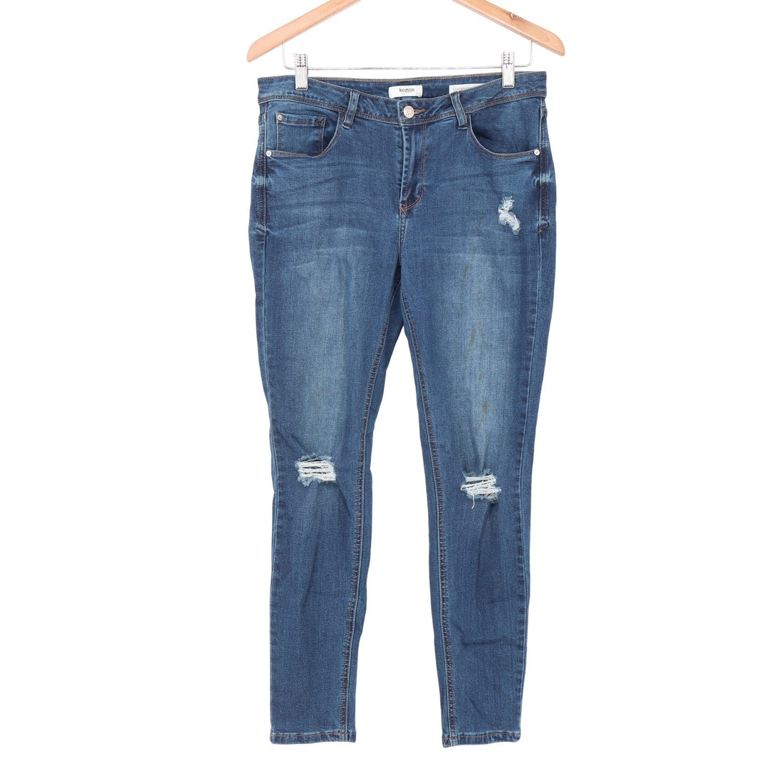 Kensie Jeans Ankle Womens 8/29 Effortless Blue Distressed Mid Rise Good