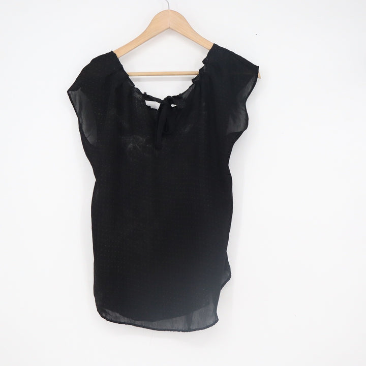 LC Lauren Conrad Black Clip Dot Tie Back Sleeveless Blouse Top Medium