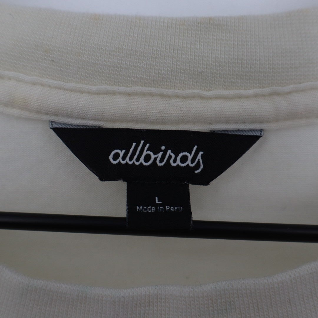 Allbirds T-Shirt Mens Large Off White Crew Neck Long Sleeve Outdoor Streetwear