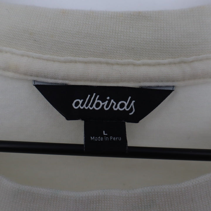 Allbirds T-Shirt Mens Large Off White Crew Neck Long Sleeve Outdoor Streetwear