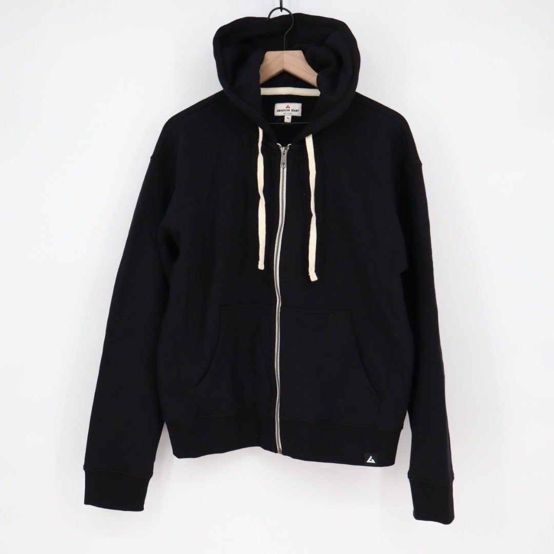 American Giant Womens Black Full Zip Hoodie Fleece Made in USA Size XL