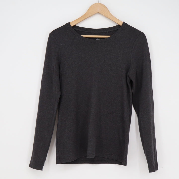 Uniqlo Mens M Charcoal Gray Cotton Spandex Crew Neck Long Sleeve T-Shirt