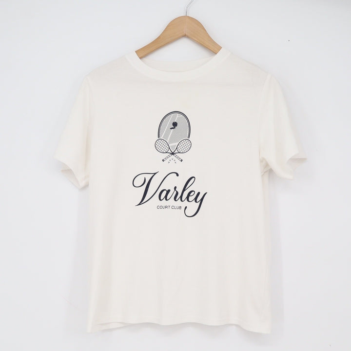 Varley T-Shirt Womens N/A Court Club Graphic Cream Tennis Pima Cotton Excellent