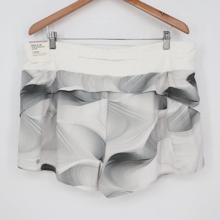Calia Kick It Up Mid Rise Shorts Dune Print Grey XXL Running Training