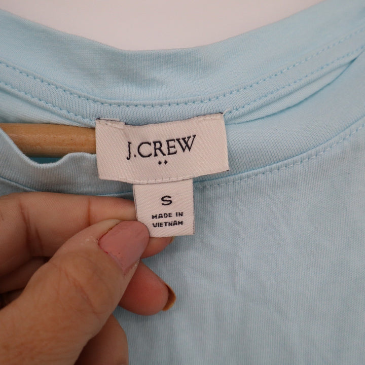 J.Crew Womens Light Blue Cotton Ruffle Cap Sleeve T-Shirt Size S